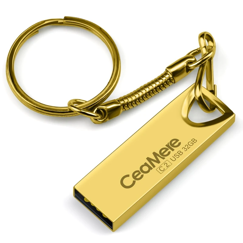 Ceamere C2 USB флеш-накопитель 8 ГБ/16 ГБ/32 ГБ/64 ГБ флеш-накопитель Флешка флеш-диск USB 2,0 карта памяти USB диск 512 МБ 256 Мб - Цвет: Золотой