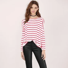 Сезон: весна–лето полосатые футболки из хлопка с круглым вырезом одежда с длинным рукавом свободная футболка Повседневная футболка Костюмы для Для женщин Большие размеры