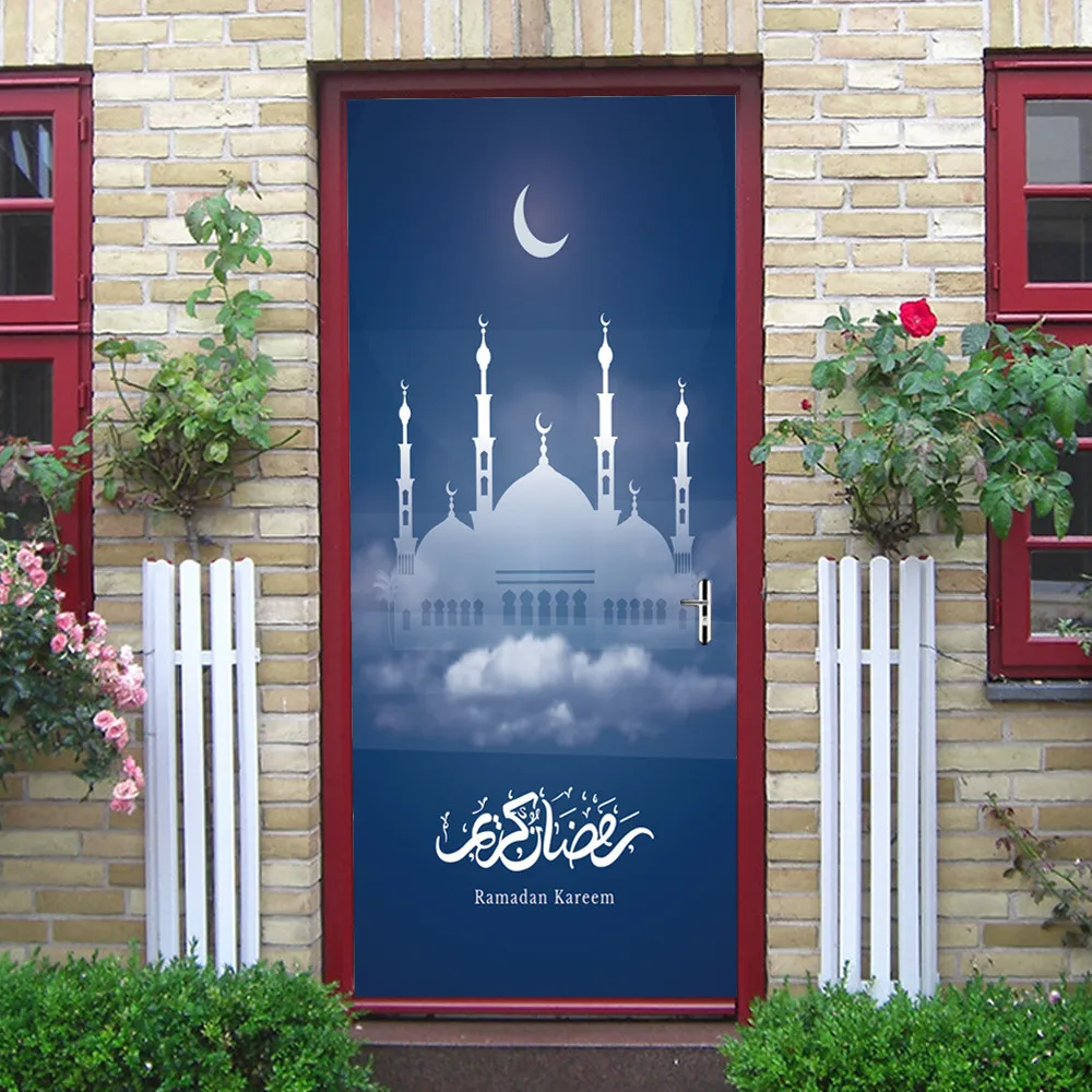 3D мусульманская креативная дверная наклейка s спальня двери ремонт водонепроницаемый стикер s DIY семейная декоративная наклейка на стену дверь плакат - Цвет: E