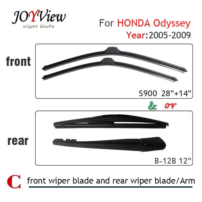2019 honda odyssey wiper blade size