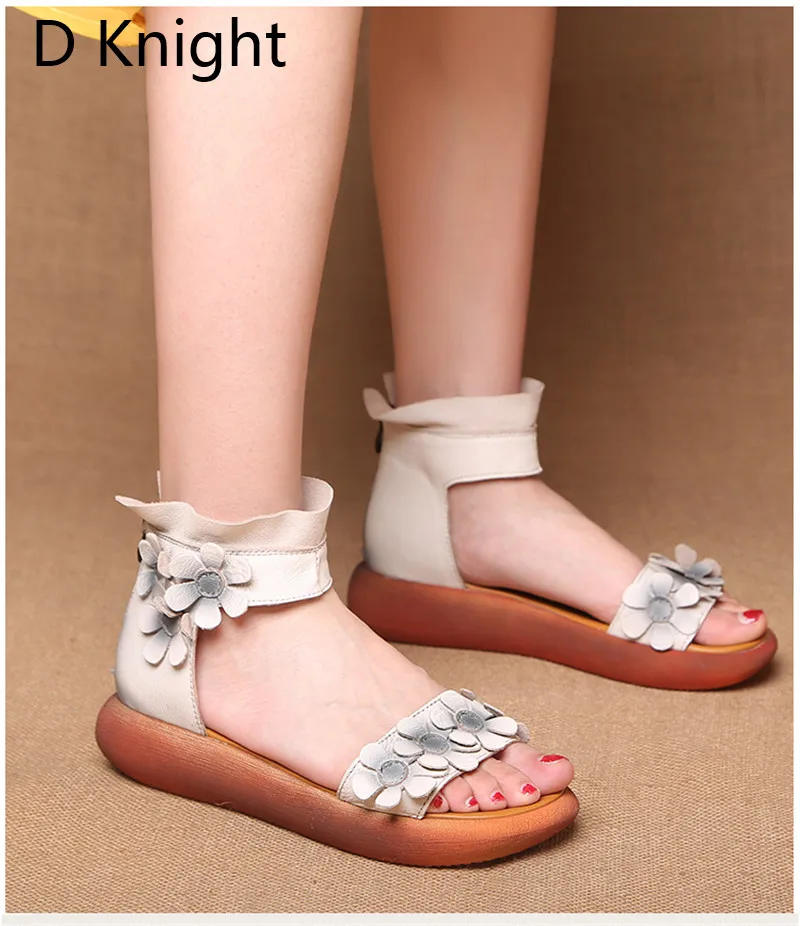 Plus Size Summer Women Sandals Vintage Flower Casual Wedges Heel Platform Shoes Roman Ankle Strap Cow Leather Sandal Women Shoes (9)