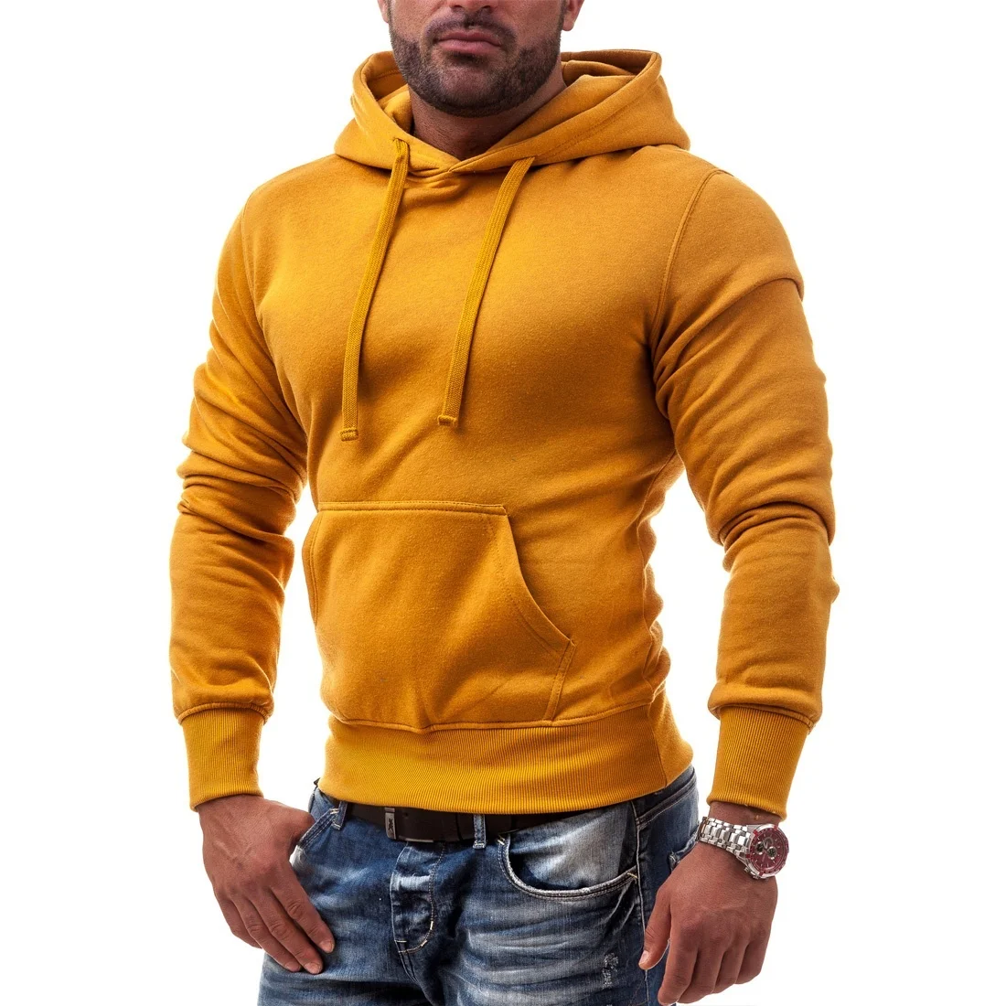 ZOGAA Hot 8 Color Men Hoodie Sweatshirt Solid Color Hoodie  Men Long Sleeves Pocket Hip Hop Autumn and Winter Men Sweatshirt