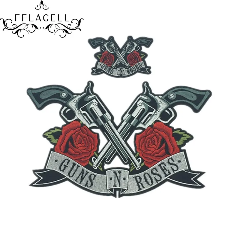 FFLACELL 2pcs/set GUN And Rose Flower Applique Clothing ...