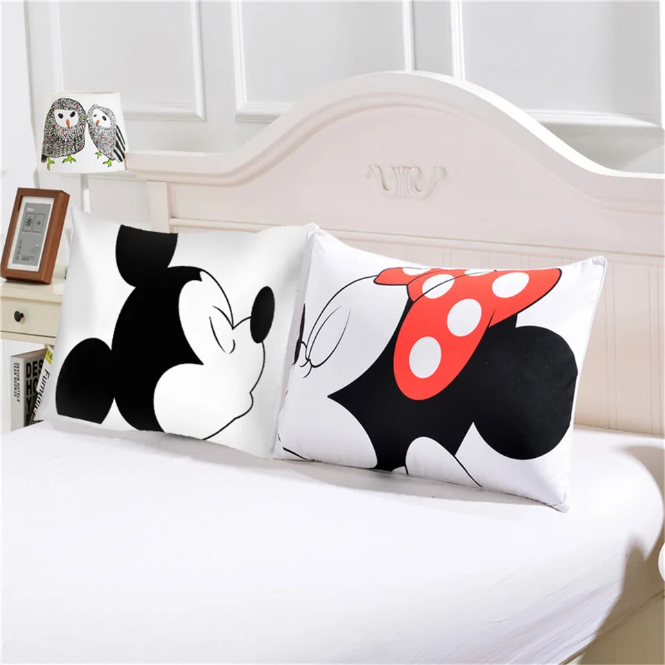 

Mickey Mouse Minnie Mr Mrs Pillowcases Home Textile Pillow Cover Decorative Living Room 72x47cm--Pillow Insert not included
