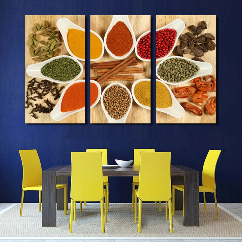

Modern Canvas Home Decor Wall Art Picture Framework 3 Panels Spices Painting For Living Room Or Kitchen HD Print Modular Poster