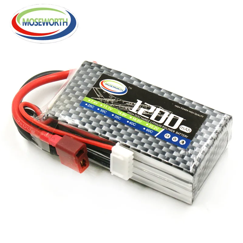 

MOSEWORTH RC LiPo Battery 6S 22.2V 1200mAh 30C or 40Cfor RC Helicopter Quadrotor Airplane