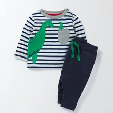 Jumping meter/комплекты одежды для мальчиков на весну-осень; детская одежда с аппликацией; вязаные костюмы в полоску с длинными рукавами для мальчиков; комплект с животными