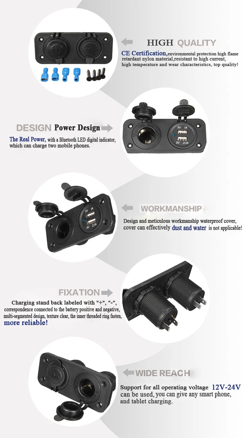 12V 3.1A/4.2A устройство для автомобиля с двумя портами USB гнездо для автомобильного прикуривателя Разветвитель USB Автомобильное зарядное устройство адаптер питания мотоцикл разъем для зарядного устройства