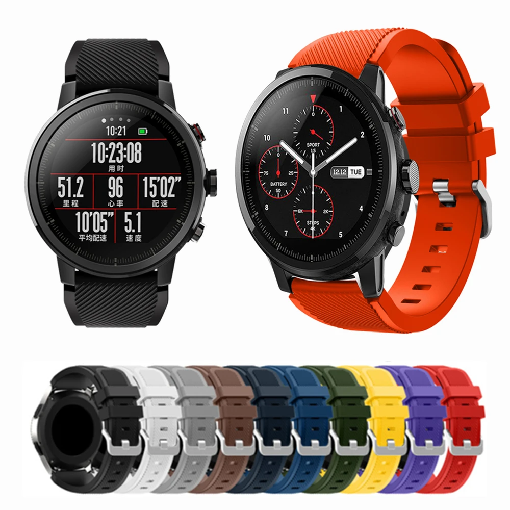 Ремешок силиконовый для часов Amazfit Stratos/Pace браслет Huawei Watch GT/Magic Samsung Gear S3 Frontier Classic 22