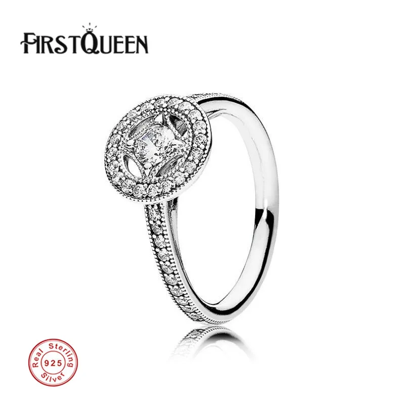

FirstQueen Famous Brand Vintage Allure, Clear CZ Ring anillos de plata 925 Rings For Women anillos Fine Jewelry