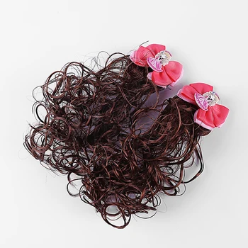 

1 pair of children cute sweet wig hair accessories princess girl curly bow hairpin hairpin