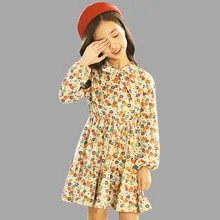 Abesay/осенние платья для девочек Детские Платья с цветочным рисунком и бантом Повседневные детские платья Зимняя подростковая одежда для девочек 6, 8, 12 лет