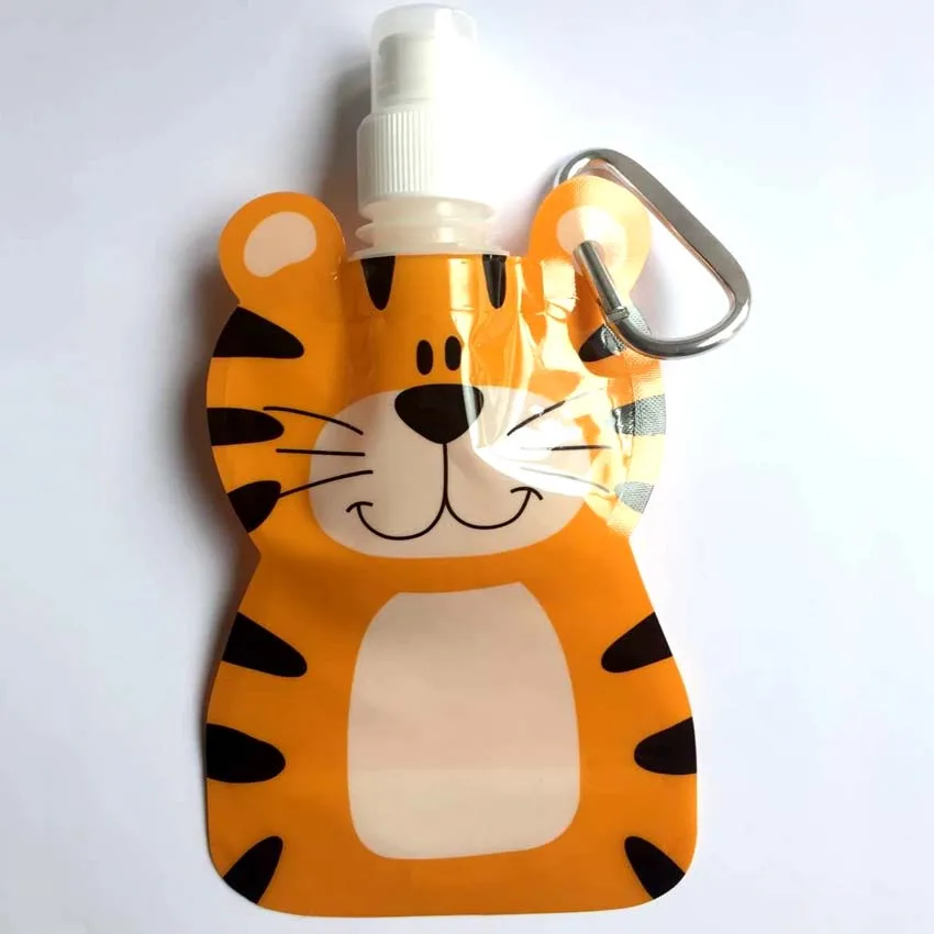 1 шт. Экологичная Складная Сумка-бутылка для воды с мультяшным животным, для путешествий, для детей, детский туристический подарок 300-350 мл