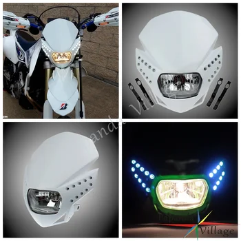

White Universal Motorcycle LED Headlight w/ Turn Signal Light Off Road Headlamp Dirt Bike for CRF 230F 250L SX EXC WR IRBIS TTR