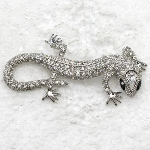 

Clear Rhinestone Gecko Pin brooches C2003 A