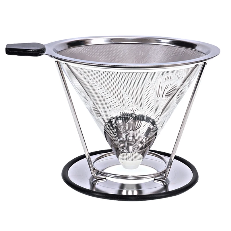 

Stainless Steel Coffee Drip Cone With Separate Stand Paperless Pour Over Coffee Maker Coffee Filter for Drip Coffee Maker 2-4Cup