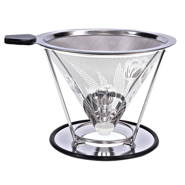 Cheap Stainless Steel Coffee Drip Cone With Separate Stand Paperless Pour Over Coffee Maker Coffee Filter for Drip Coffee Maker 2-4Cup