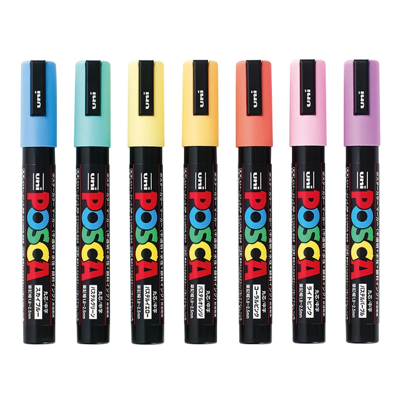 Uni mitsubishi Posca PC-5M ручка-маркер для рисования Сверхтонкий наконечник 1,8-2,5 мм 15 цветов в наборе