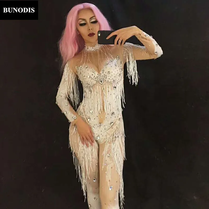 white bling jumpsuit