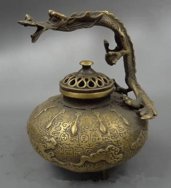 

Tibetan Buddhism bronze incense burner Chinese auspicious dragon statue