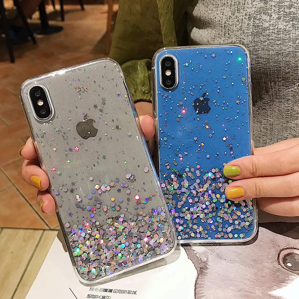 Модный блеск Bling Star чехлы для телефонов iphone 11 Pro MAX XS Max XR X 8 7 6 6splus Мягкий ТПУ блестящий Блестящий Прозрачный чехол