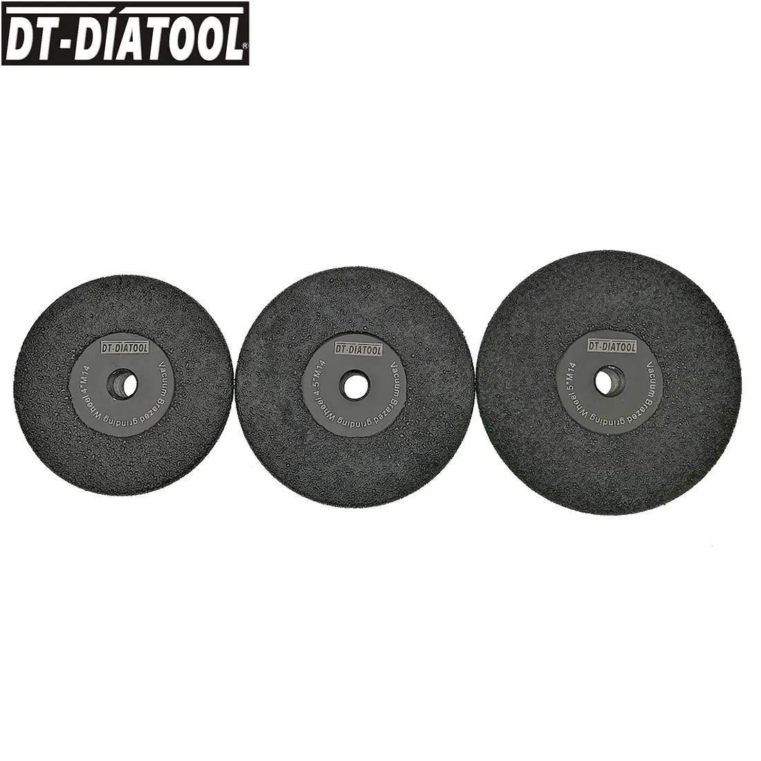 DT-DIATOOL 1piece Vacuum Brazed Diamond Flat Grinding Disc M14 Thread #30 Dia 4Inches/105mm 4.5"/115mm 5"/125mm Shaping Wheel