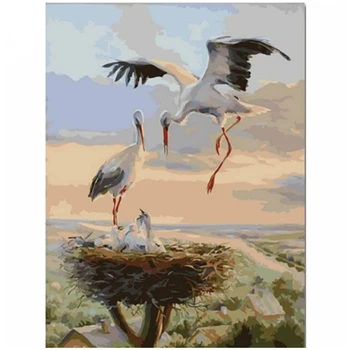 

Diamond embroidery Mother crane feeding 5d diy diamond painting full Square Round picture of rhinestones cross stitch ZP-1474