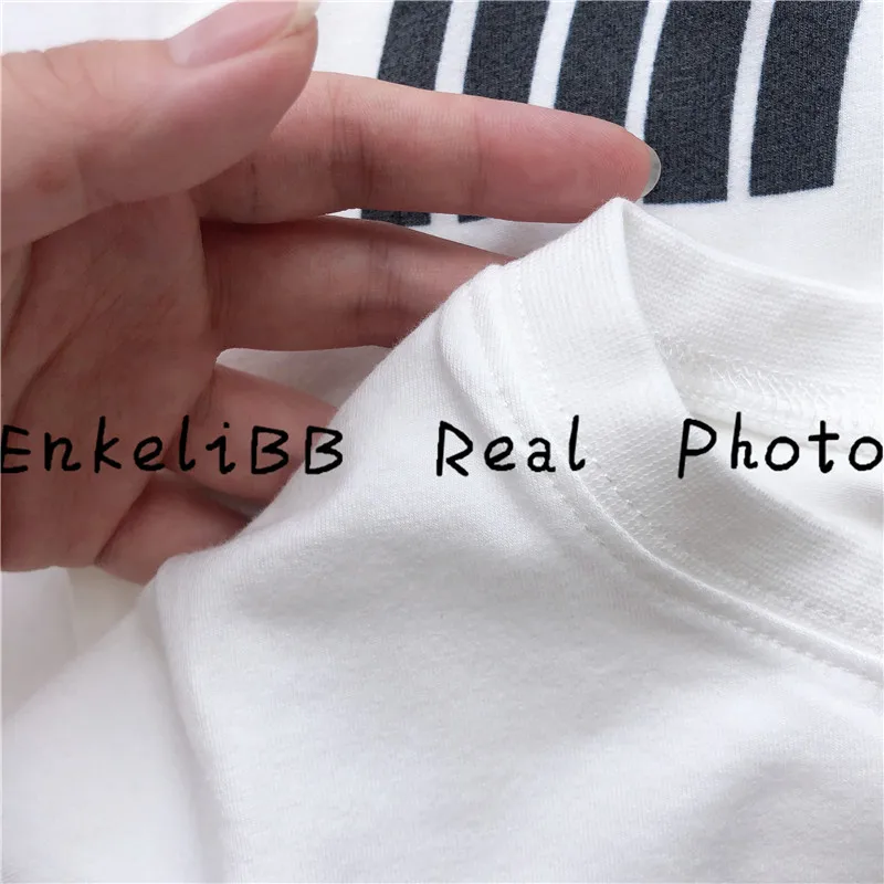 EnkeliBB/белая футболка для маленьких мальчиков и девочек детская летняя одежда модная футболка с буквенным принтом для мальчиков детская футболка с радугой