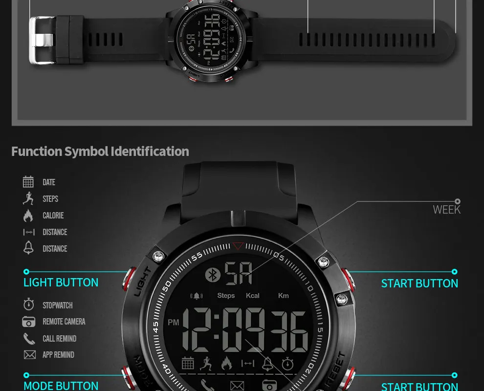 SKMEI 1425 мужские наручные часы с Bluetooth, умные цифровые спортивные часы, расчет калорий, напоминание о звонках, Relogio Masculino