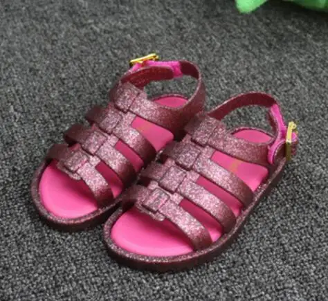 Mini Melissa/ г.; детская прозрачная обувь; римские сандалии для девочек и мальчиков; детская обувь с перфорацией; нескользящие сандалии; обувь высокого качества - Цвет: Пурпурный