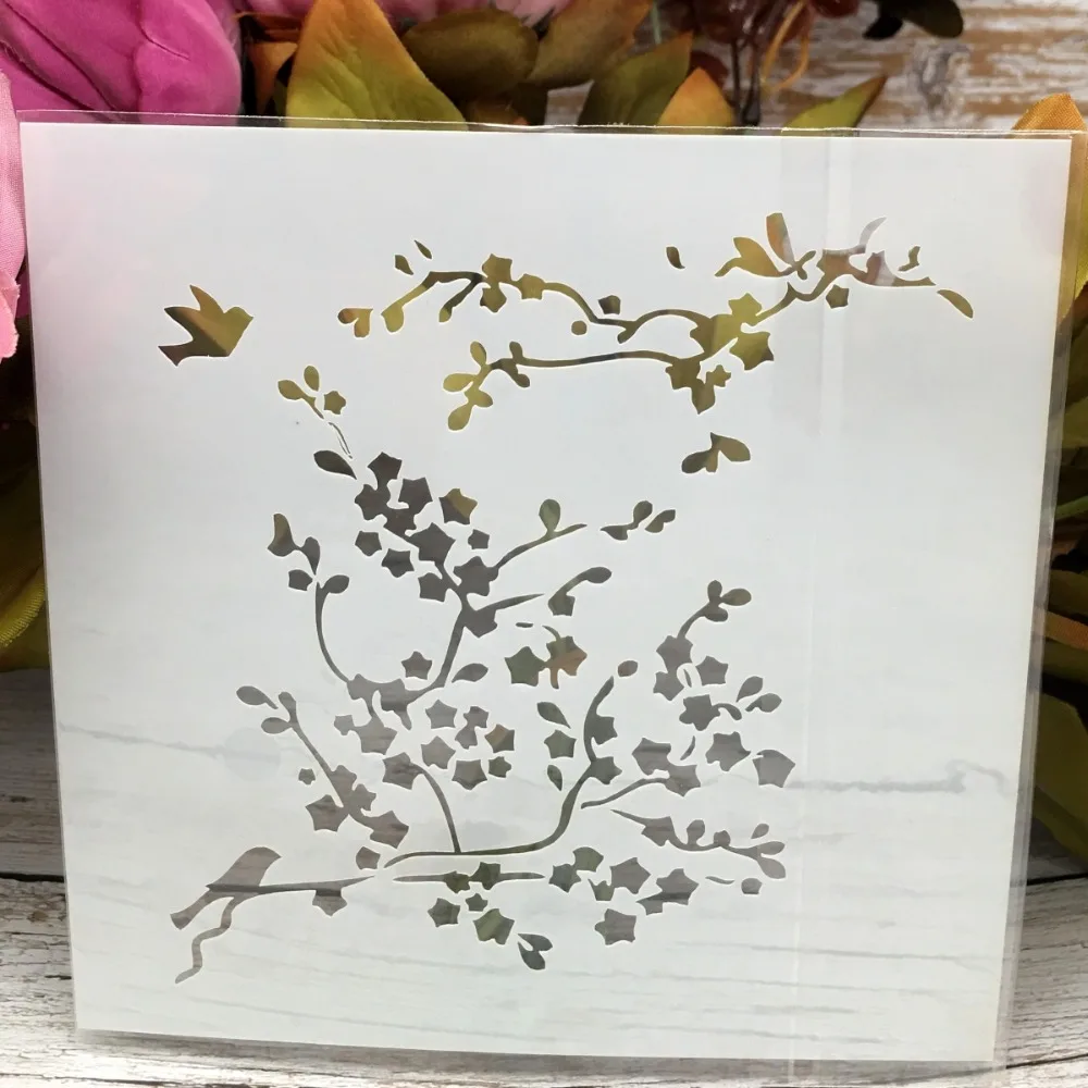 Bird Tree 13cm DIY Craft Layering Stencils Wall Painting Scrapbooking Stamping Embossing Album Decorative Paper Card Template | Дом и сад