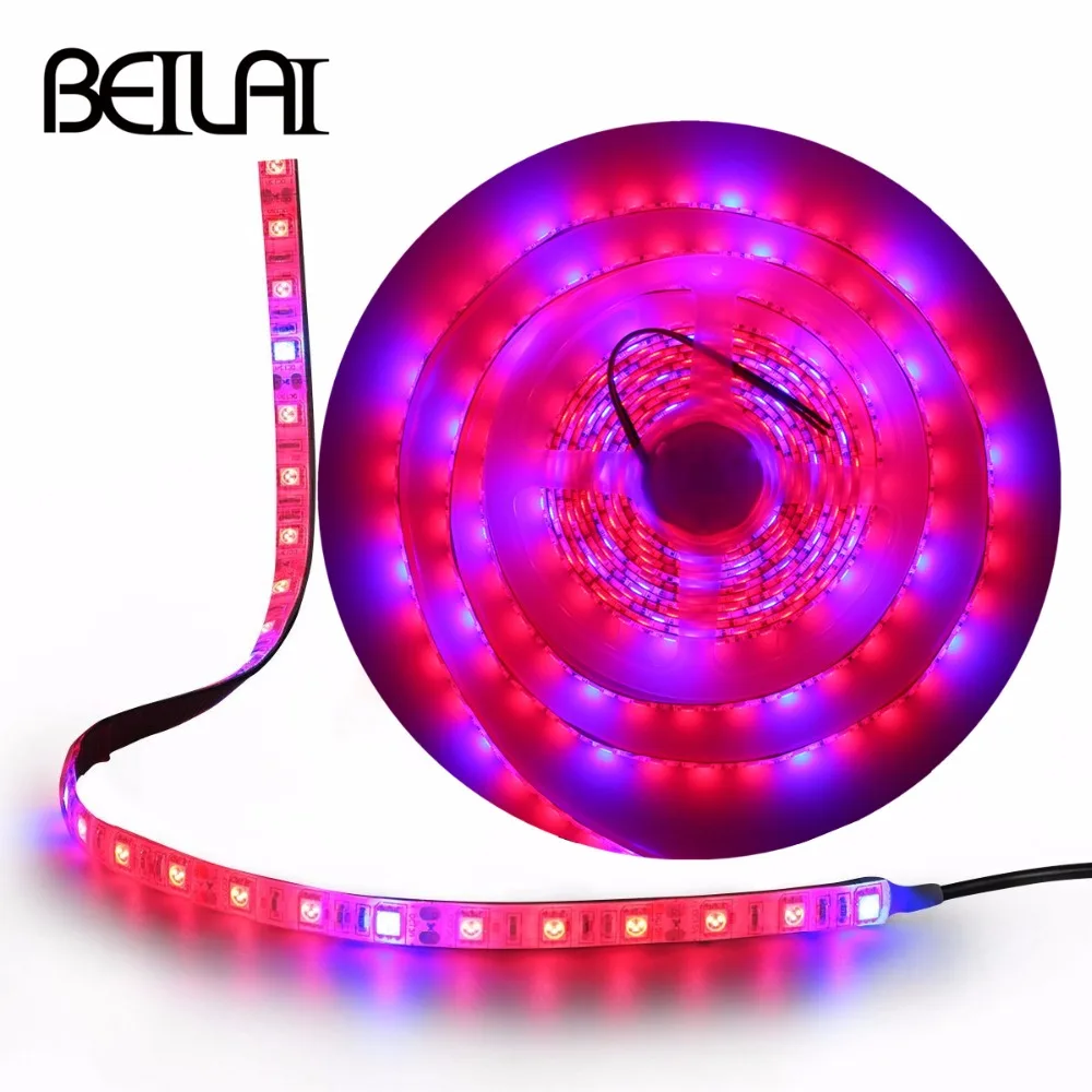 #cheap 5050 LED Strip Grow Lights Flexible Tape DC12V Waterproof 5M LED Phyto Plant Growth lamp For Greenhouse Hydroponic Plant Growing