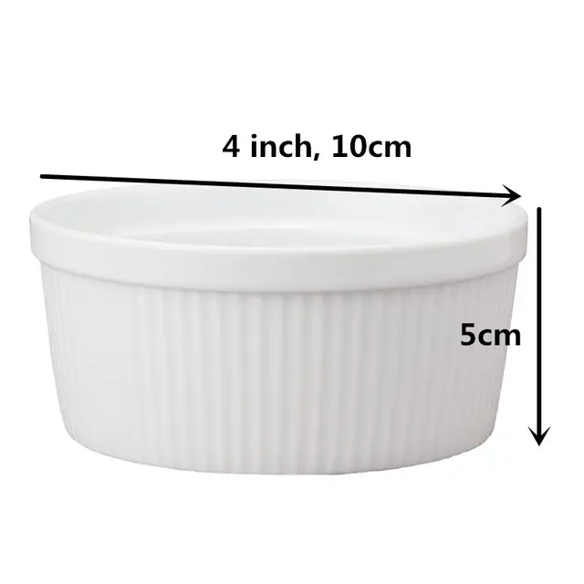 4 Pieces Porcelaine Ramekins Ceramic Pudding Mold Muffin Baking Cup