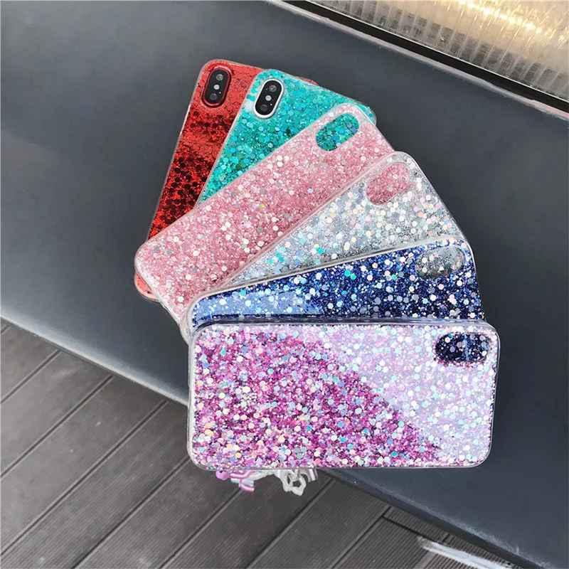 

Epoxy Glitter Sequins Silicone Phone Case for IPhone7 8 X Soft Shell TPU Anti-drop Phone Case for iPhone7Plus 8Plus 6Plus Cover
