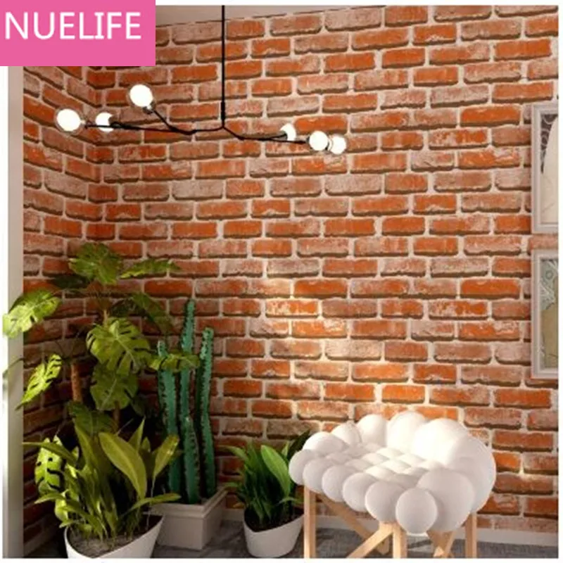 

0.53x10m 3D Chinese Brick Pattern Wallpaper TV Walls Living Room Entrance Clothing Store Cafe Hotel Waterproof Wallpapers N4