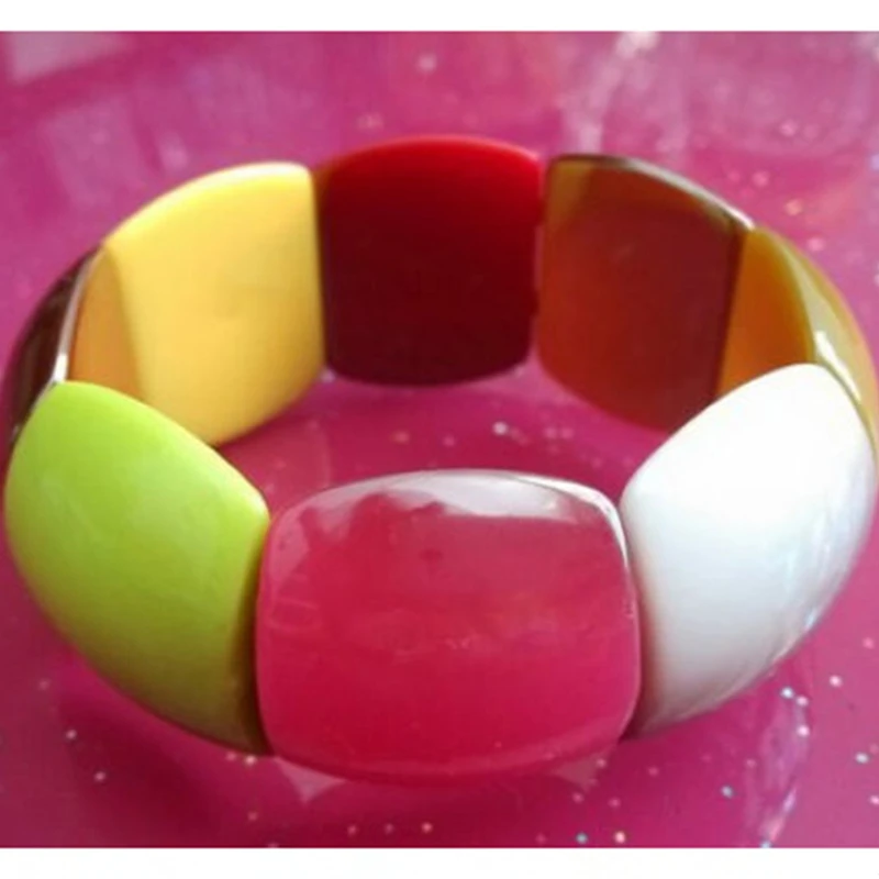 

New Fashion Colored Resin Bubble Bohemian Bangles Bracelets Strand Elastic Rope Bracelet For Women Jewelry Gift Party Trinket