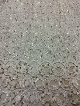 

African embroidered lace fabric DiuDiu-52746 with beads High Quality Tulle French Lace Fabric