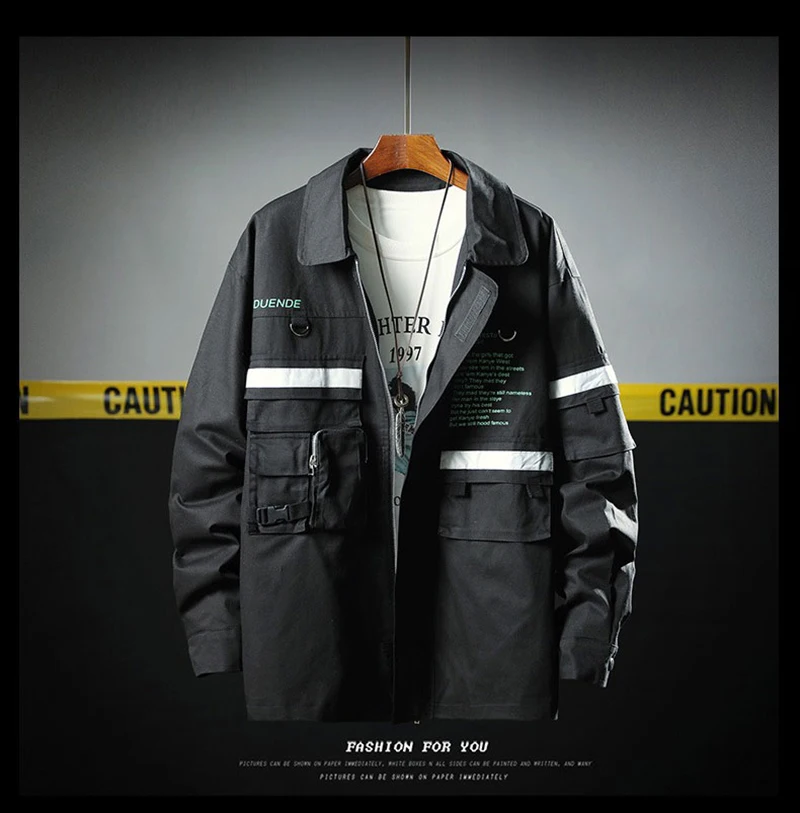  Street Jackets Hip Hop Erkek Mont Patchwork Punk Rock Men Coat Big Size   (2)