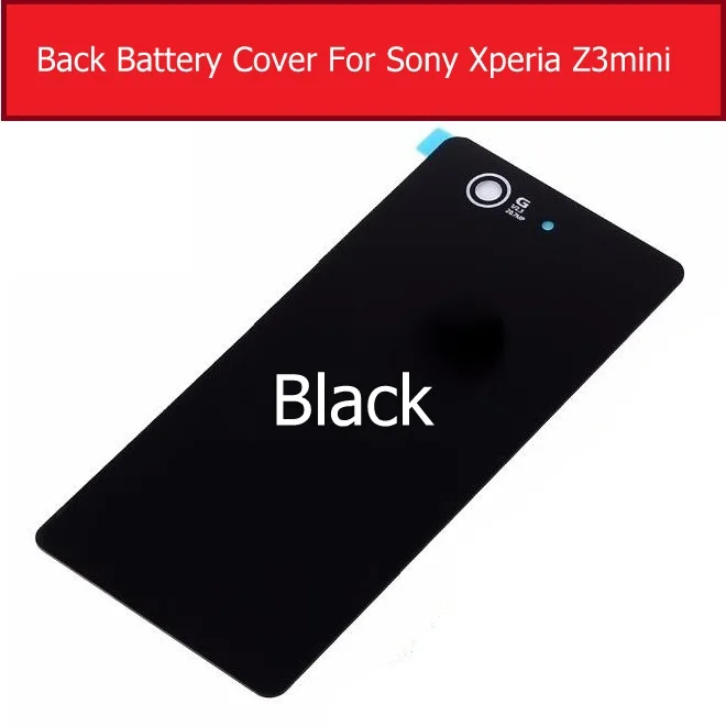 Задняя крышка батарейного отсека стеклянная крышка для sony Xperia z3 mini/Compact M55W D5803 D5833 Задняя стеклянная крышка чехол+ 1 пленка бесплатно - Цвет: Black