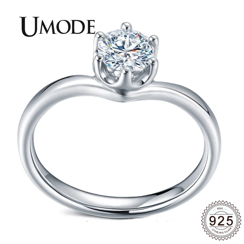 UMODE обручальные кольца 925 пробы серебряные кольца с кубическим цирконием для женщин изогнутые волнистые обручальные ювелирные изделия bague femme ULR0701