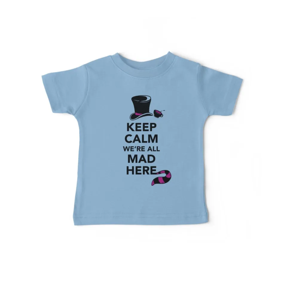 YSCULBUTOL/2018 летняя футболка с надписью KEEP CALM WE'RE ALL MAD HERE хлопковая короткими