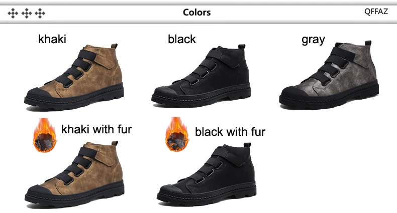 QFFAZ/Брендовые мужские ботинки; Осенняя кожаная водонепроницаемая обувь; модные удобные зимние ботильоны; Плюшевые ботинки для мужчин