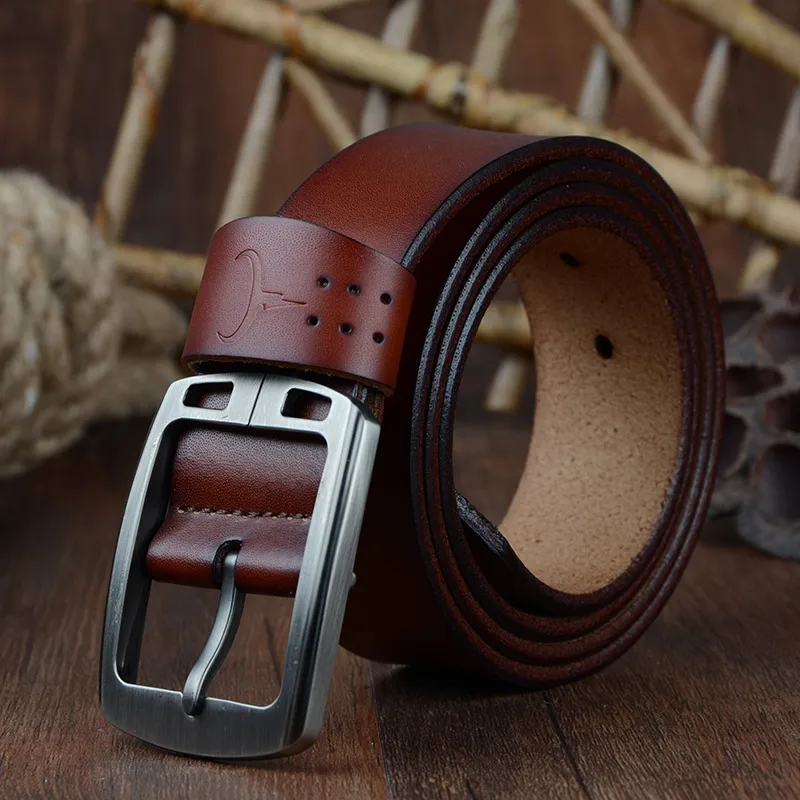 COWATHER cowhide genuine leather belts for men brand Strap male pin buckle vintage jeans belt 100-150 cm long waist 30-52 XF001 leather belt Belts