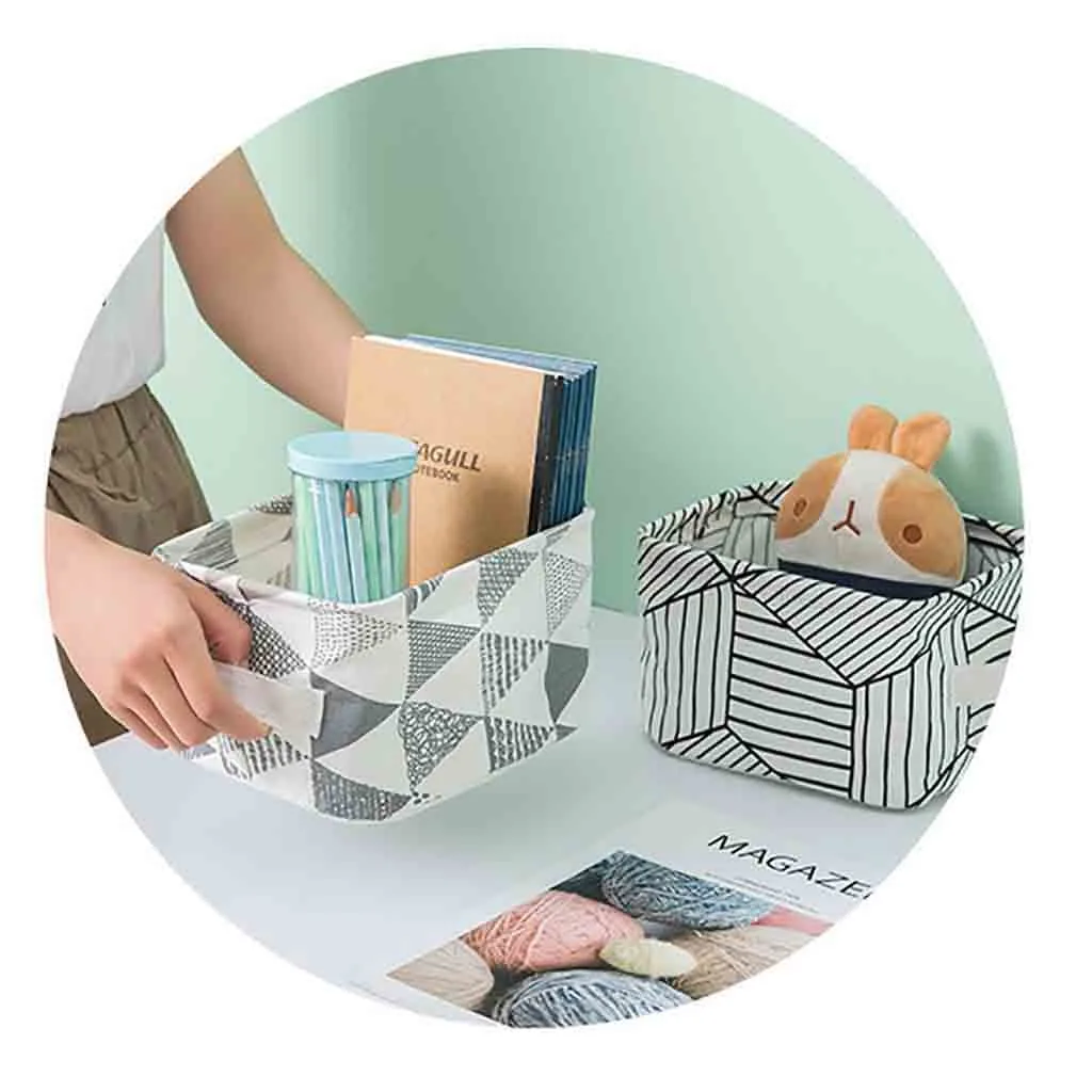 Desktop Storage Basket Toy Storage Cosmetic Home Fabric Ornaments Linen Box Book Organizer Stationery Container