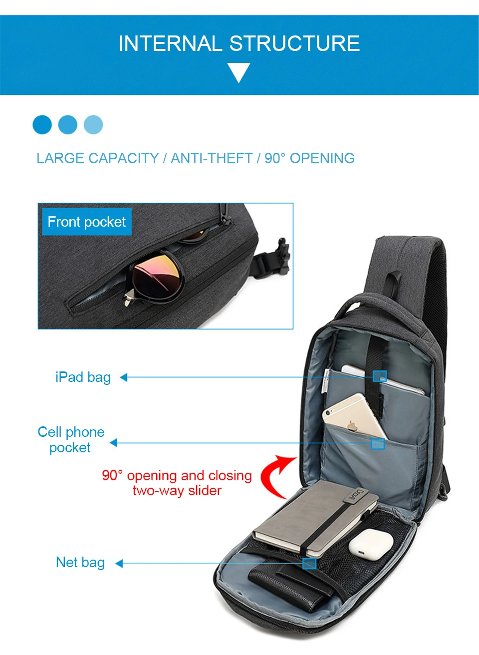 Men Shoulder Bag Male Chest Bags Crossbody Messenger Bag Pack Waterproof Bolso Cross Body Business Travel Women Mens Fanny Packs (7)