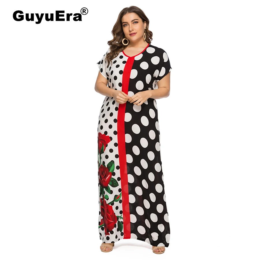 

GuyuEra African Dress for Women European Large Size Fashion Print Dress Middle Eastern Arabian Robe