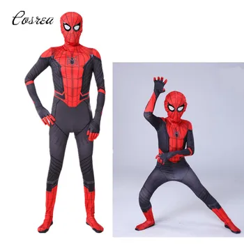 

Far From Home Peter Parker Costume Mask Bodysuit Suit Jumpsuit Zentai Halloween Cosplay Spider Superheros Adult Kids