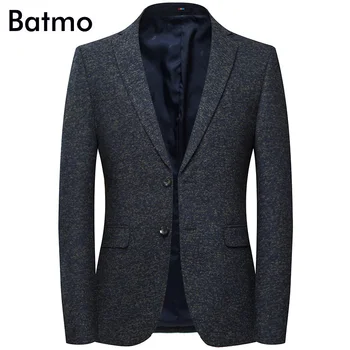

Batmo 2019 new arrival high quality cotton casual gray blazer men,men's suits jackets ,casual jackets men 8157