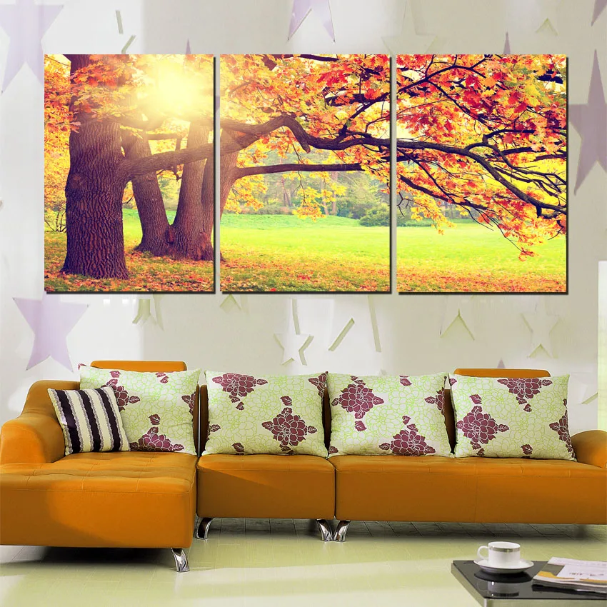 3 Piece Tree Large Wall Art Pictures Autumn Landscape ...
