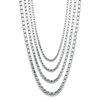 

LouLeur 925 sterling silver box chain necklace silver 0.6/0.8/1/1.5mm 45-50cm necklace for women 925 silver jewelry charms